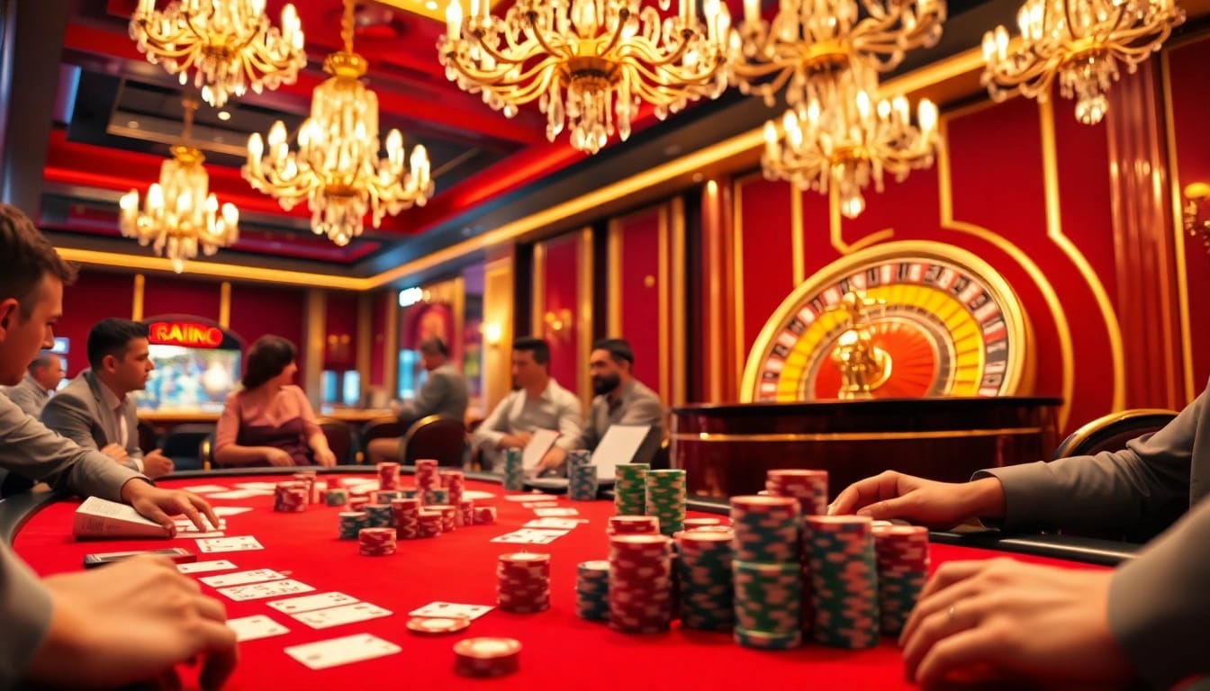 Experience the thrill of Rik vip at a luxurious casino with poker tables and roulette wheels.