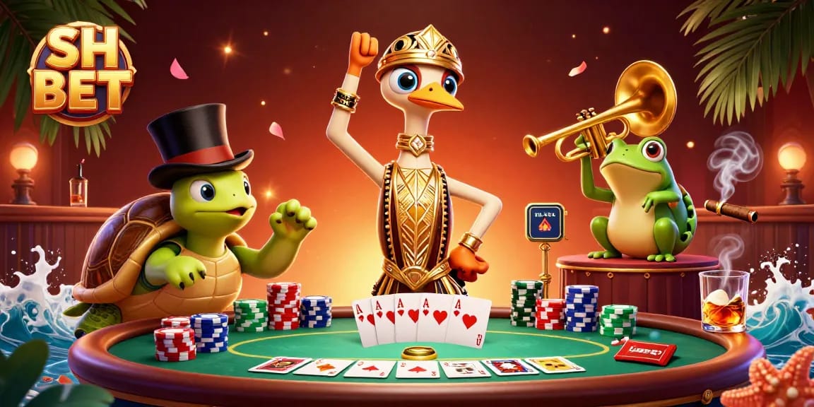Engage with exciting games at SH BET Casino, featuring vibrant characters and a rich poker scene.