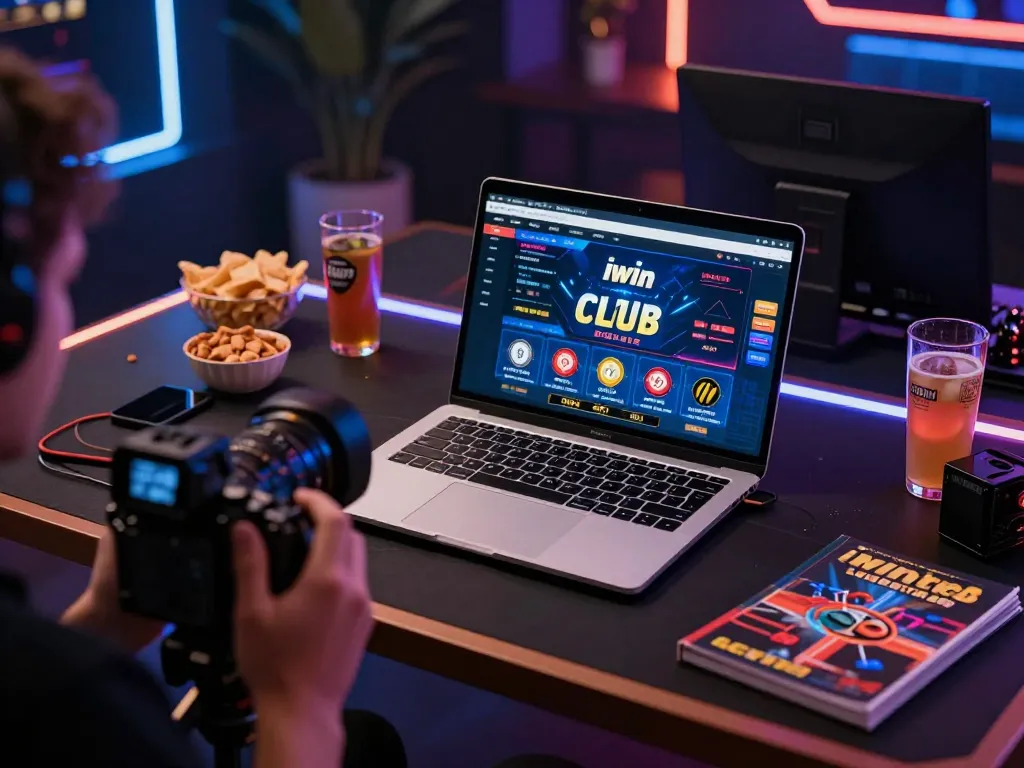 iwin club online gaming setup showcasing engaging poker gameplay on laptop.