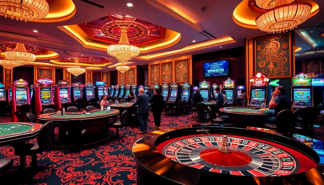 6FF players eagerly engaging with colorful slot machines and vibrant casino tables.
