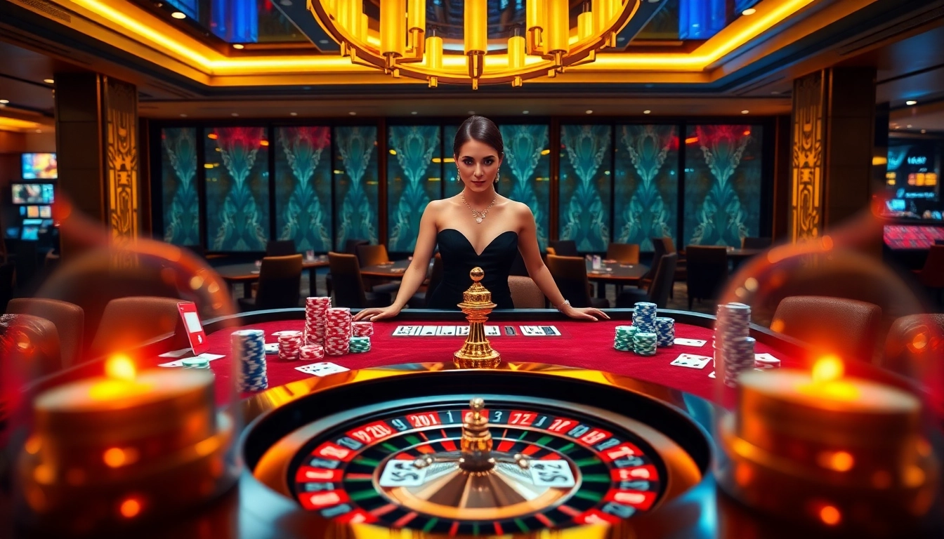 Experience luxury gambling at http://88xx.art/ with a live dealer at a vibrant casino table.