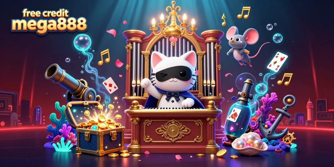 Experience the excitement of free credit mega888 with dynamic characters at a vibrant casino scene.