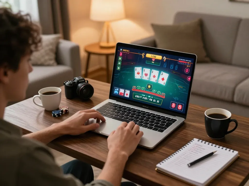Engaged user playing blackjack on nhà cái 98win online casino from the comfort of home