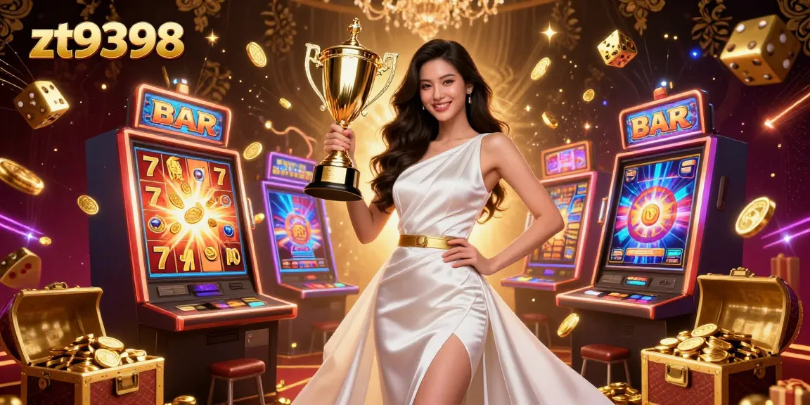 Experience the excitement of zt9398 with a stunning jackpot scene showcasing vibrant casino elements.