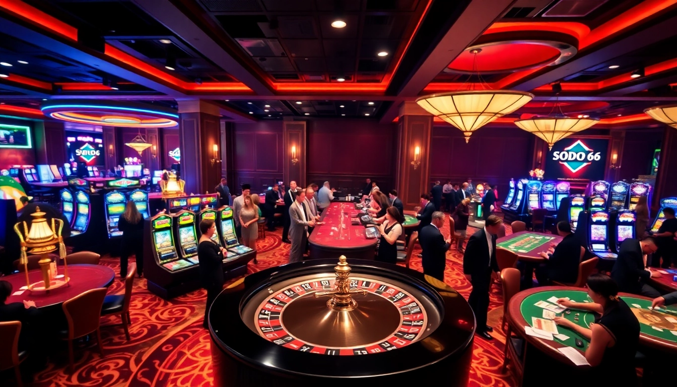 SODO 66 players enjoying an exciting casino experience with vibrant tables and luxurious games.