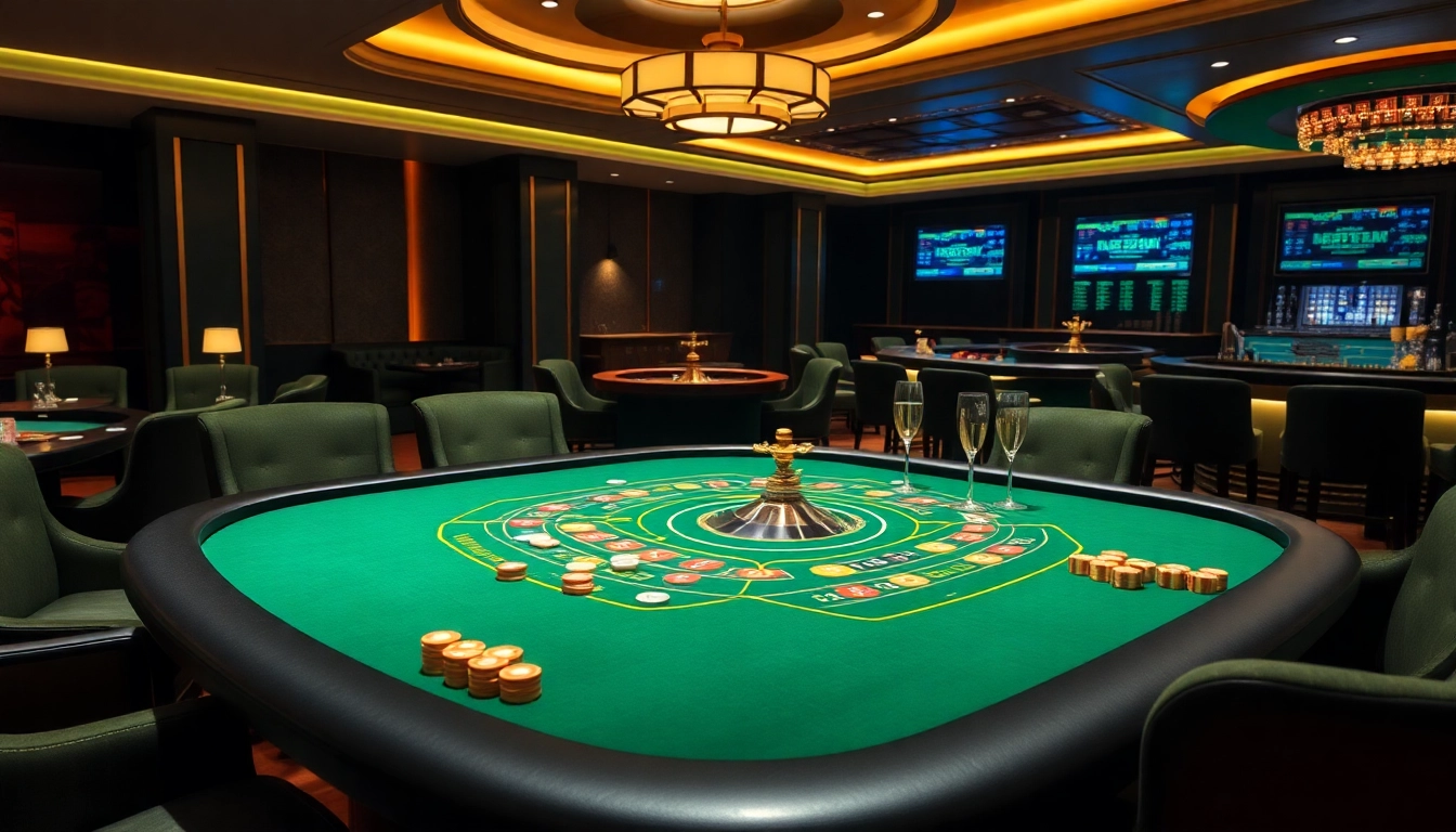 B52 gaming table with players betting at a luxurious casino filled with excitement and rich colors.