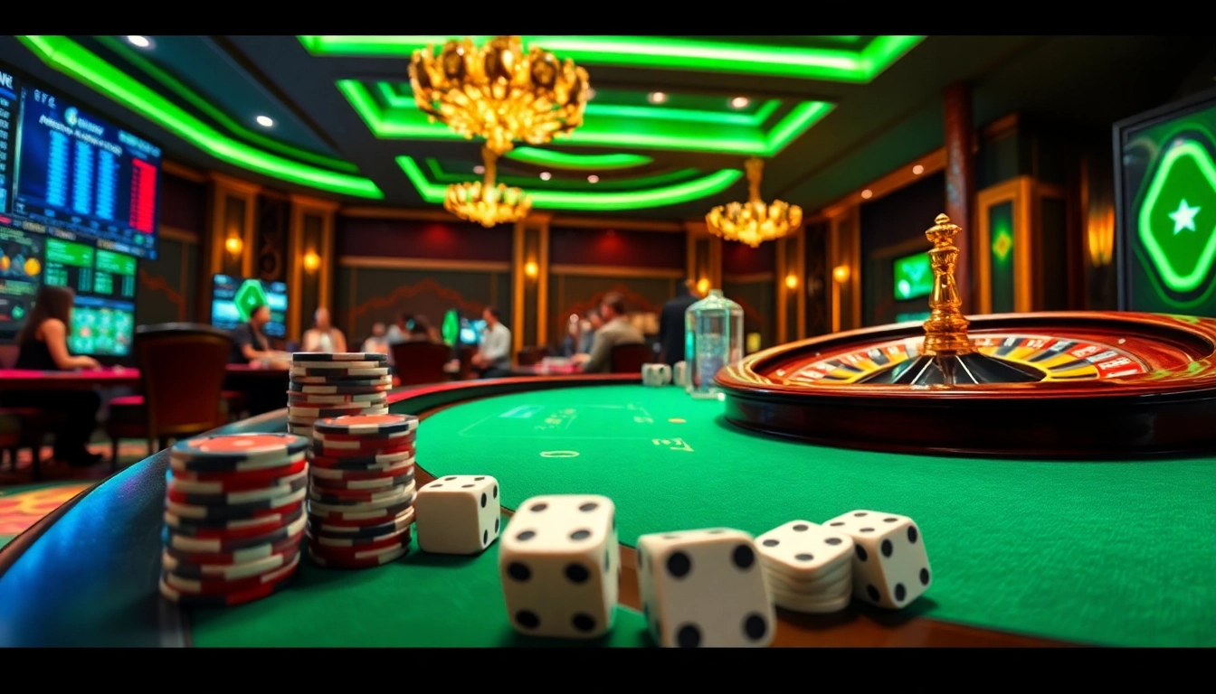 Engaging gambling atmosphere at Trang Chủ GO88 with dynamic games, poker chips, and roulette action.