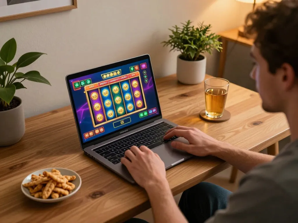 Winning at online slot machine nổ hũ tr88 with vibrant graphics, engaging gameplay, and cozy atmosphere