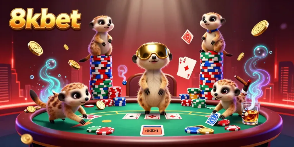 Join the exciting world of 8xbet with meerkats running a vibrant casino and poker scene.