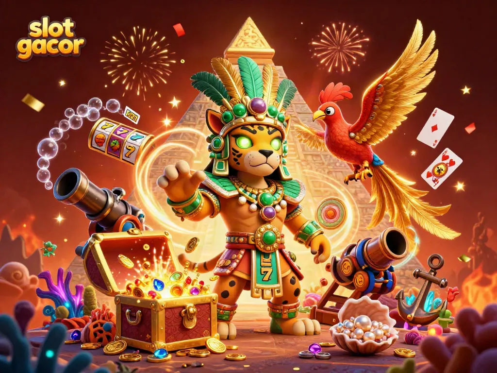 Menangkan slot gacor dengan simbol keberuntungan dan peti harta karun yang menyala.