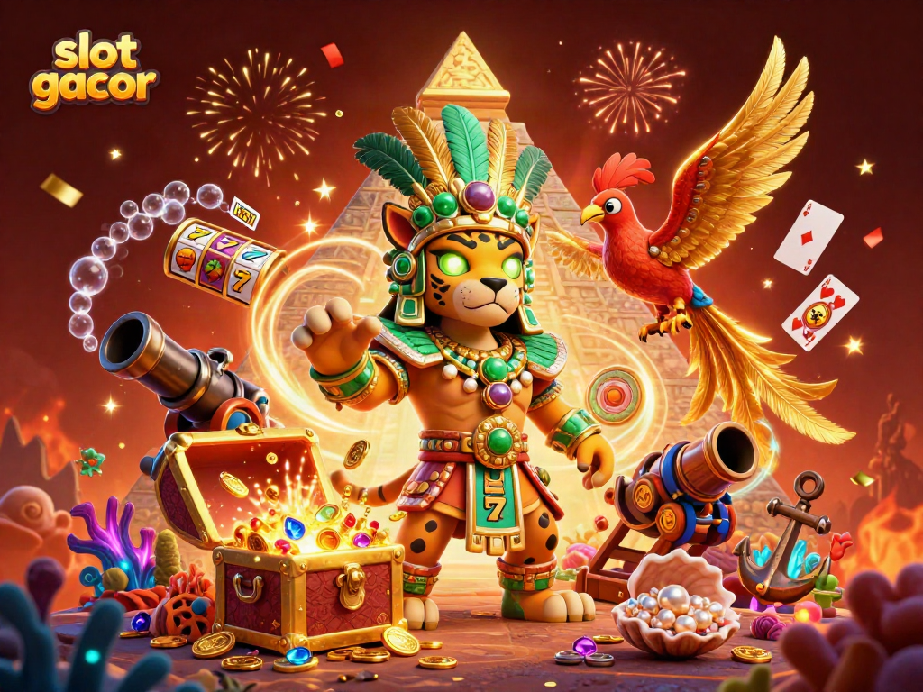 Menangkan slot gacor dengan simbol keberuntungan dan peti harta karun yang menyala.