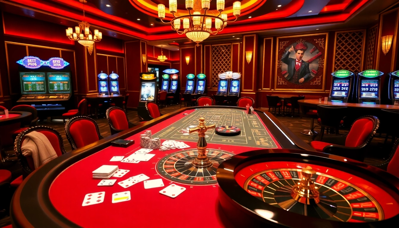 Engaging scene of luxury gaming at nhà cái bet88 showcasing poker chips and roulette.