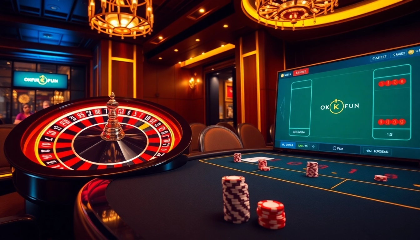 Experience thrilling gameplay at OKFUN with live dealer tables and exciting casino elements.