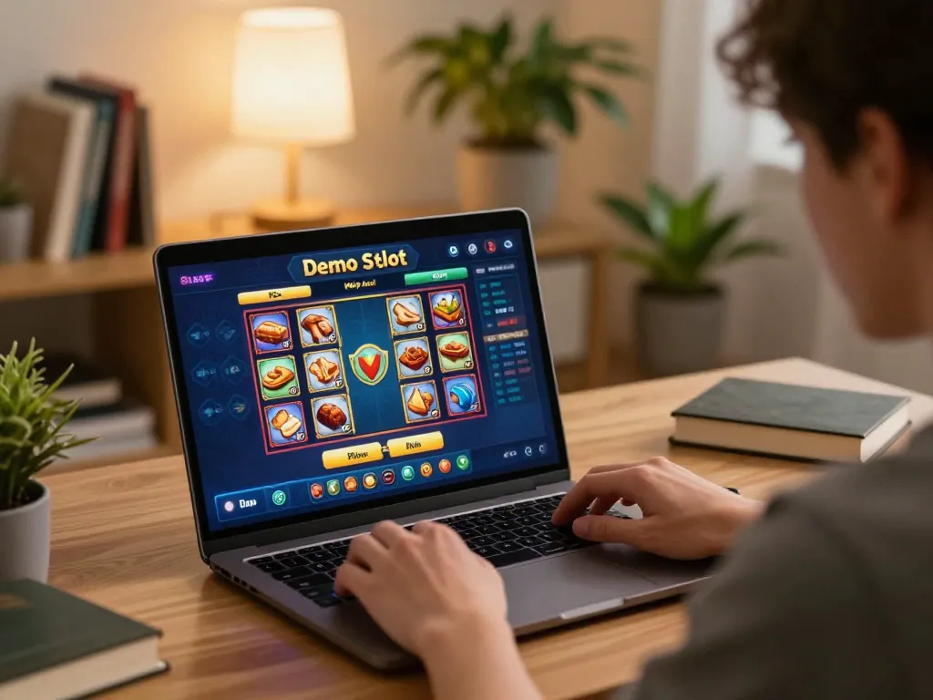 Gameplay menarik dari Demo Slot PG Soft Mirip Asli di layar laptop dalam lingkungan rumah yang nyaman.