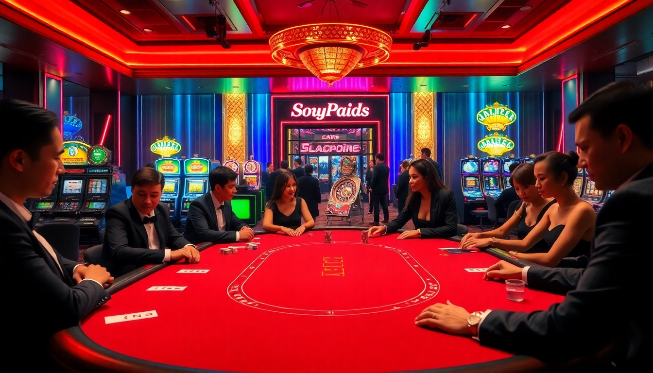 Engaging casino experience at a Singapore Betting Site with players enjoying poker.