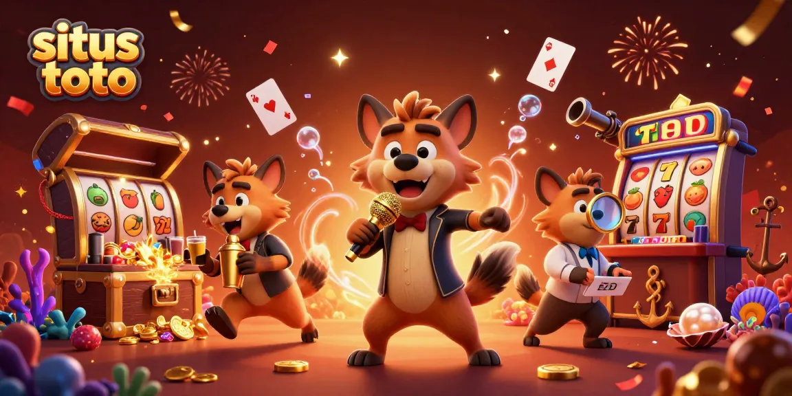 Permainan situs toto dengan hyena berdiri di klub kasino komedi yang berwarna-warni