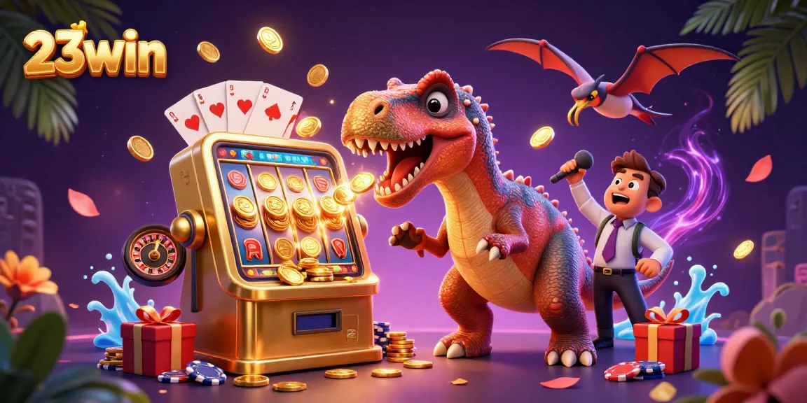 Experience the thrilling jackpot action at 23win with vibrant 3D characters and casino elements.