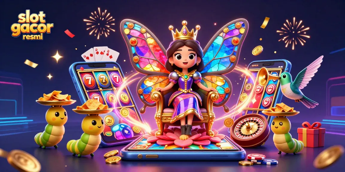 Menang di slot gacor resmi dengan gambar ratu kupu-kupu dan simbol permainan yang menarik.