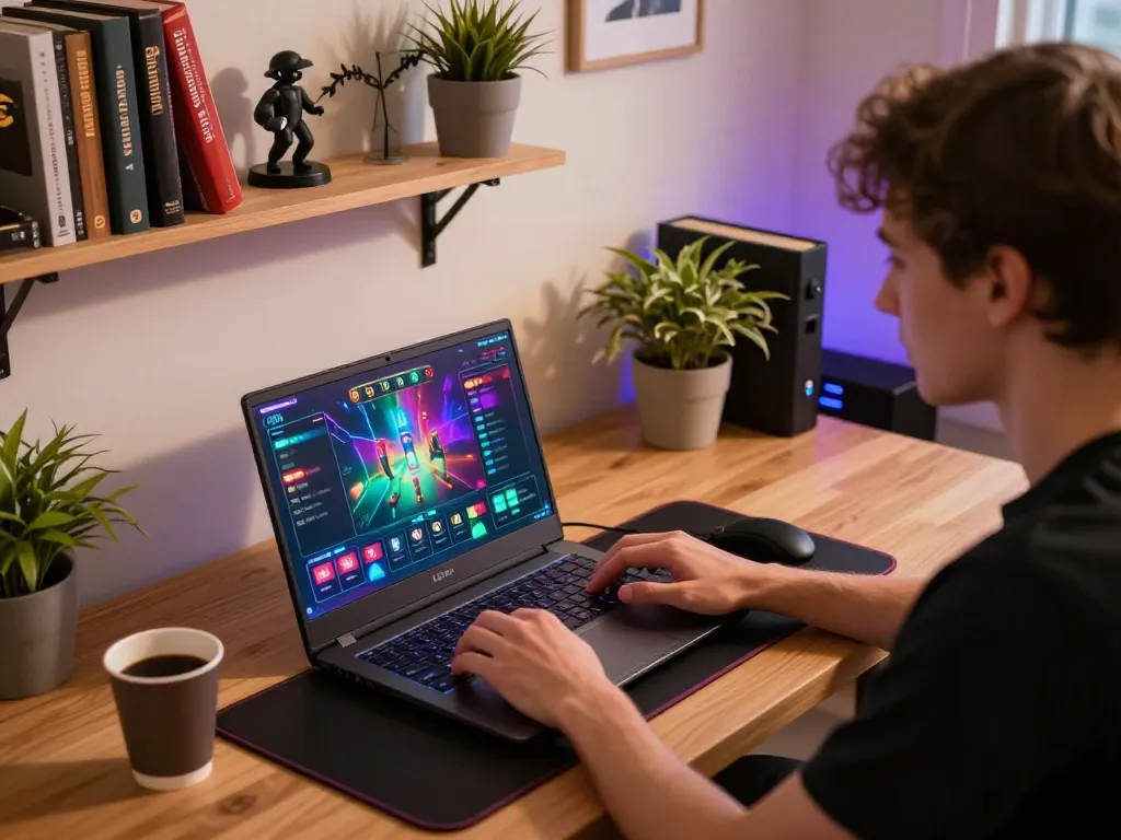 Engaging in open 88 online gaming at a stylish desk, showcasing strategy and excitement