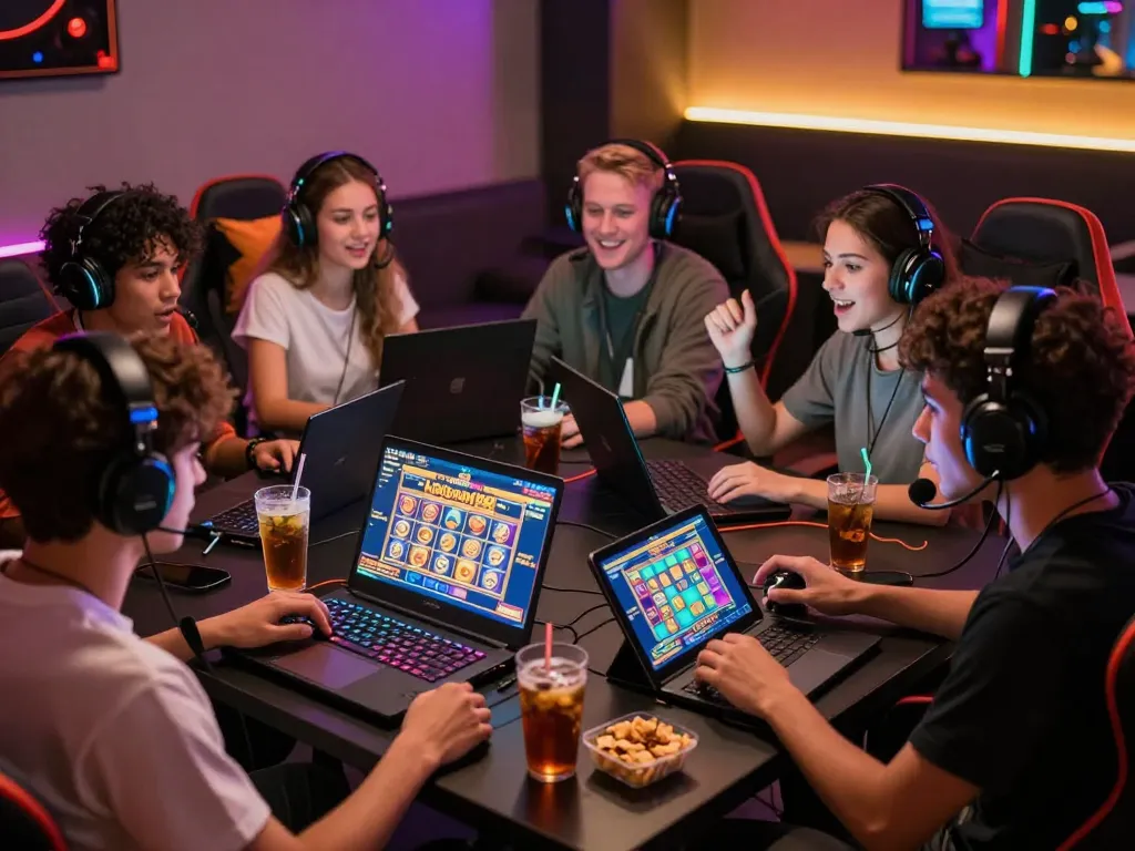 Pemain yang terlibat dalam permainan slot online laoban188 di lounge permainan yang cerah