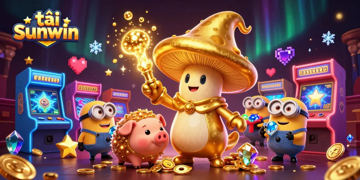 Experience tải sunwin with vibrant 3D characters in a rich casino setting, showcasing magic and gold.