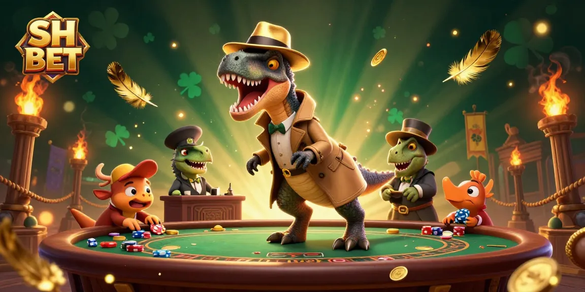 Experience thrilling casino action with SH BET featuring a velociraptor card counter and stegosaurus pit boss.