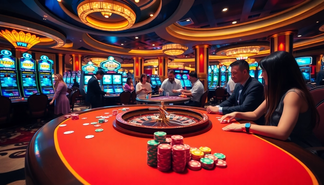 Experience the thrill of KP88 casino gaming with vibrant tables and excited players.