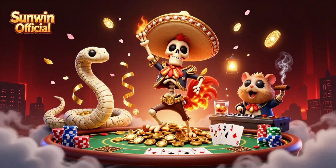 Engage in excitement with Sunwin Official's vibrant casino scene featuring lively characters.