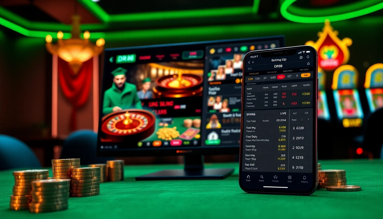 Professional gambler placing bets on Link nhà cái DR88 platform featuring live casino and slot games
