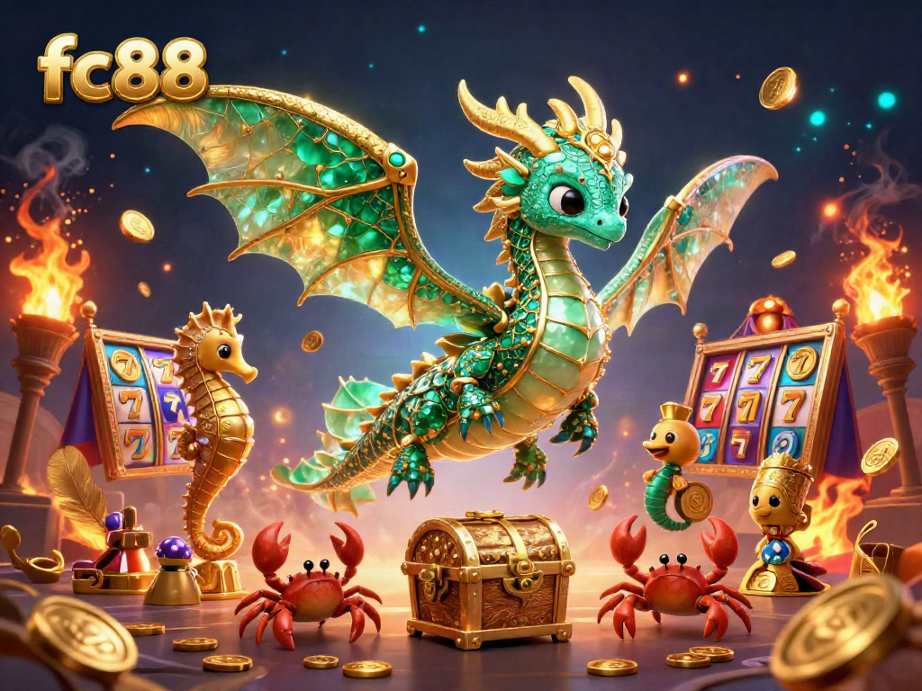 Tham gia trò chơi slot tại fc88 với hình ảnh rồng biển và kho báu huyền bí.