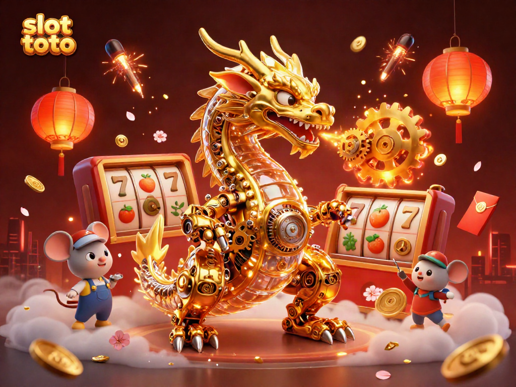 Engage with exciting slot toto gameplay featuring a golden dragon and vibrant casino elements.
