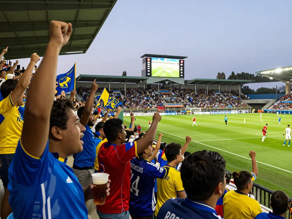 Excited fans celebrating live football scores on Now Goal platform.