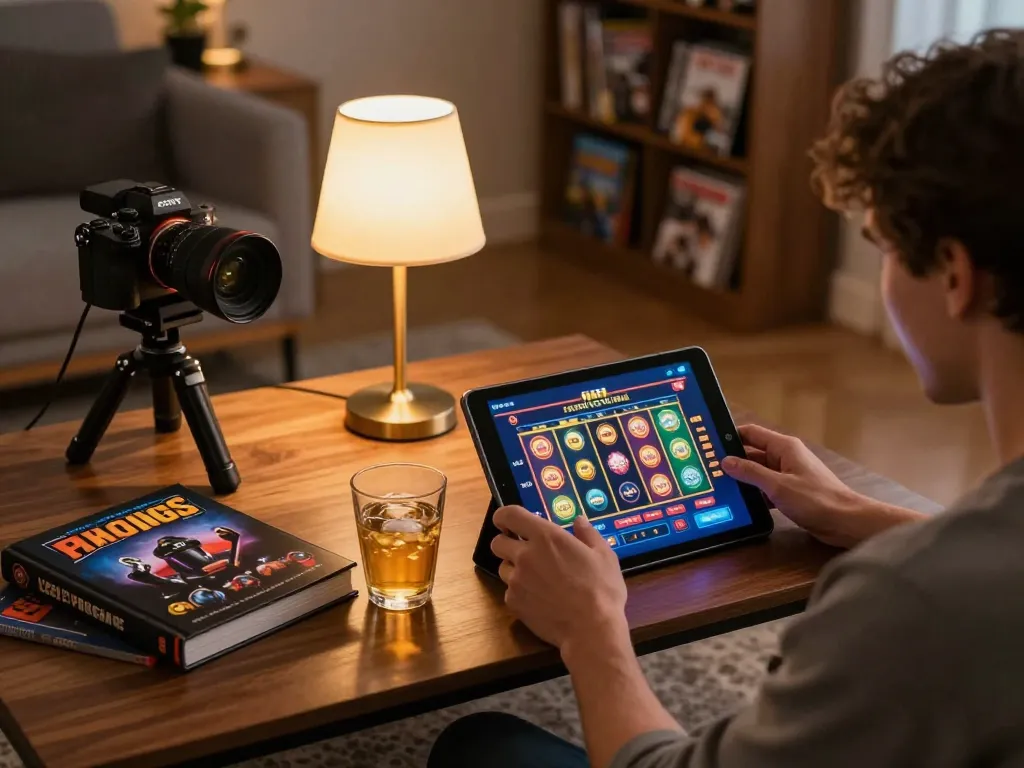 Engaged player enjoying nk88mvp on tablet, highlighting dynamic online casino gameplay.
