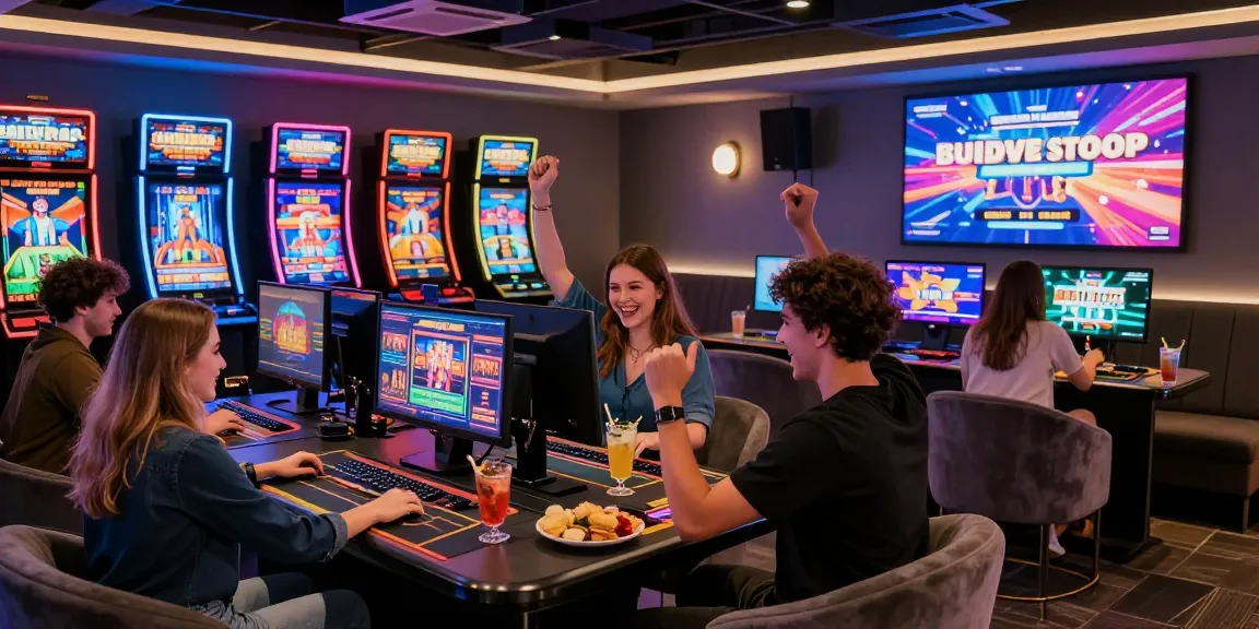 Exciting group playing at new online casinos in the UK, showcasing vibrant gaming atmosphere and community.