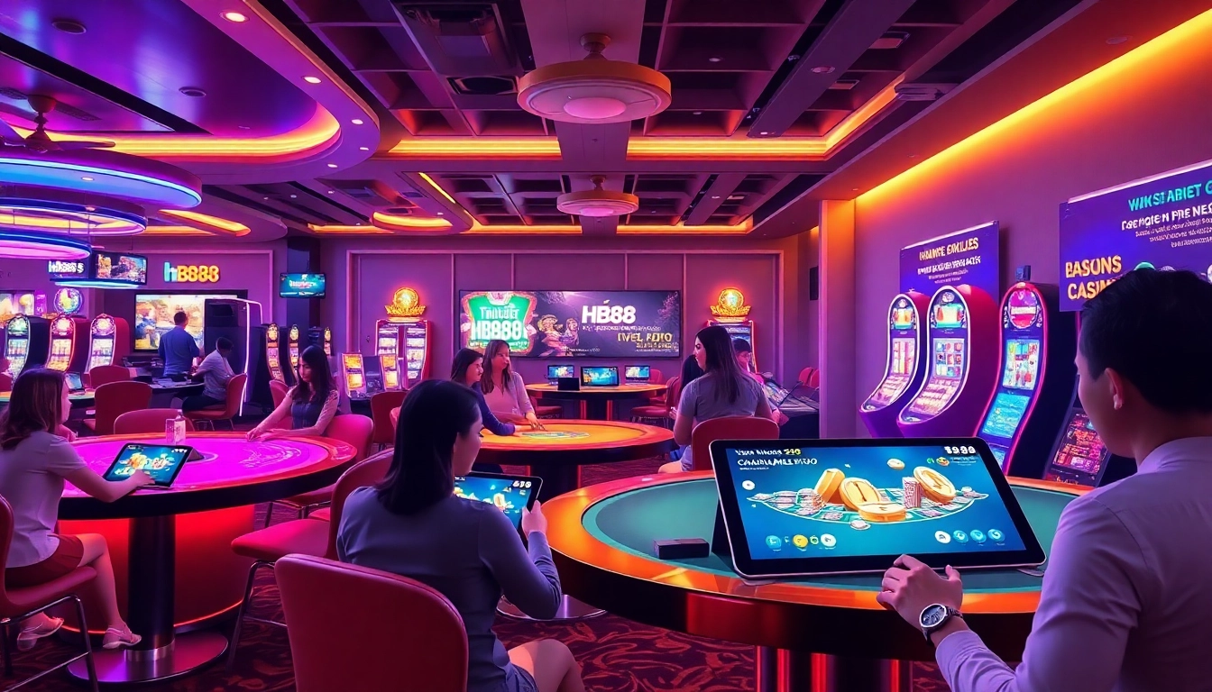 Online casino gaming scene showcasing HB88 platform with vibrant colors and interactive elements.