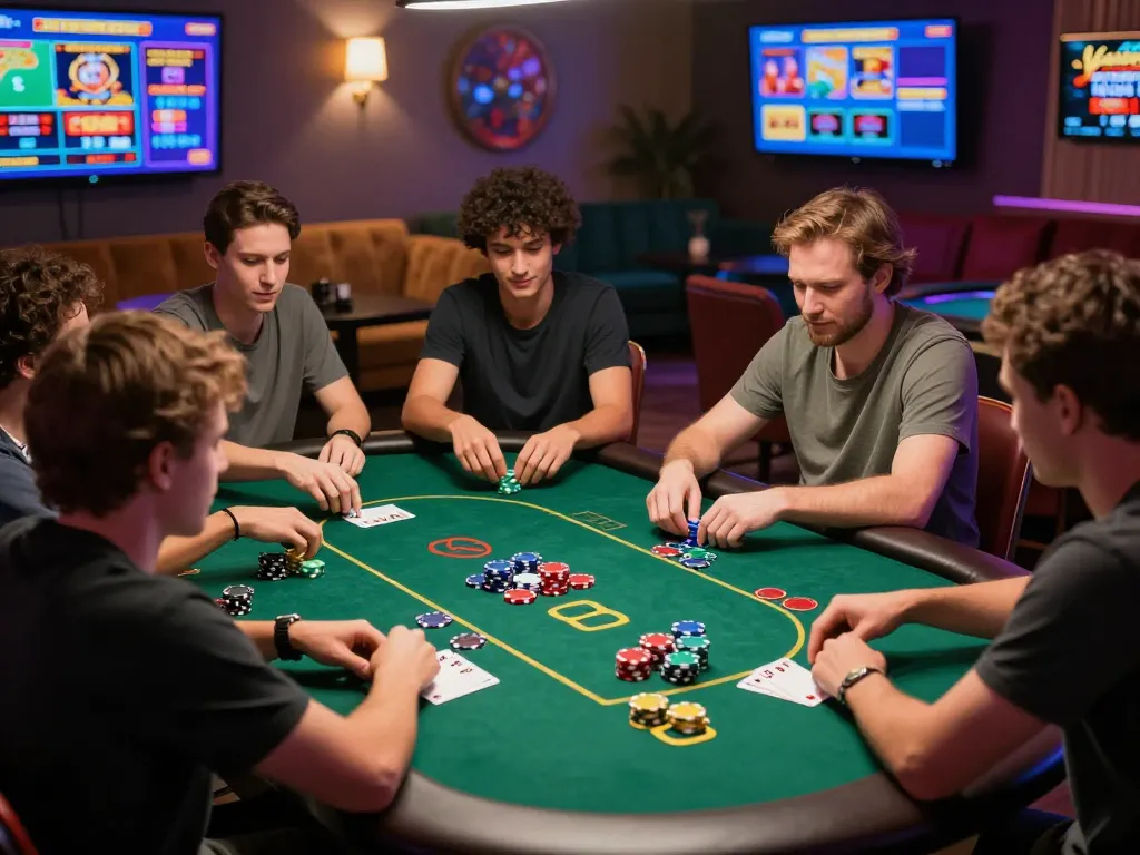 Players engaged in strategic betting at Nhà Cái Kuwin's vibrant online casino table.