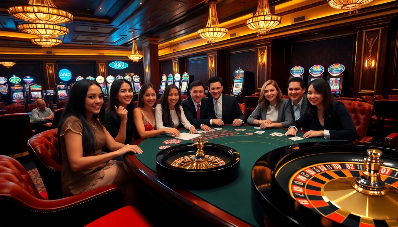 Engaging scene at so do casino with players enjoying poker and roulette excitement.
