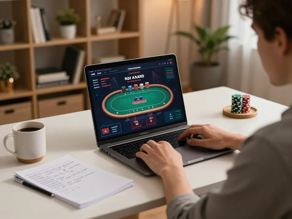 Engaging gameplay from 88xx online casino platform on a stylish desk with poker game strategy.