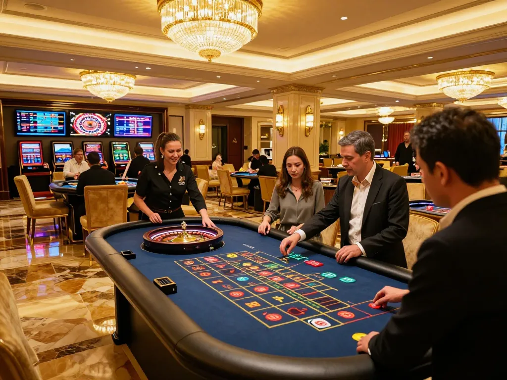 Permainan roulette yang menarik di kasino BIOSKOP69 dengan pemain yang memasang taruhan.