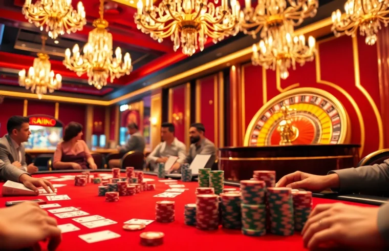 Experience the thrill of Rik vip at a luxurious casino with poker tables and roulette wheels.