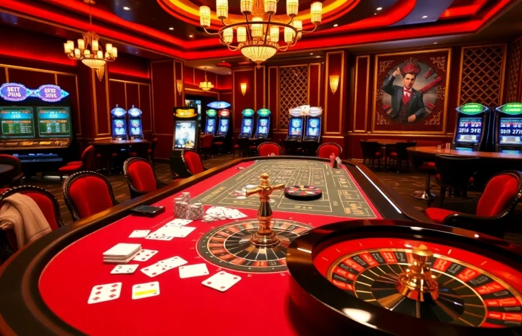 Engaging scene of luxury gaming at nhà cái bet88 showcasing poker chips and roulette.