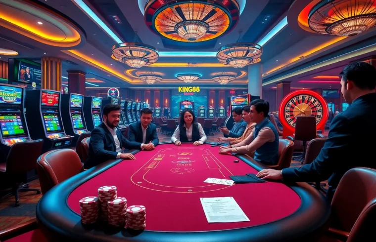 Experience exciting gameplay at King88 com with vibrant poker tables and slot machines.