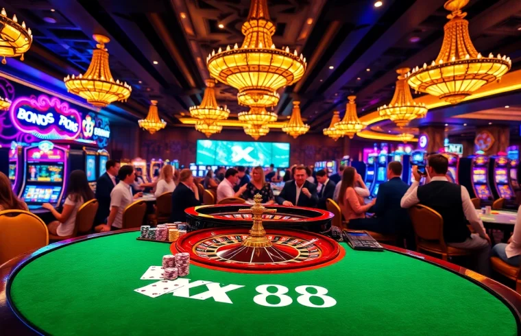 Players enjoying a thrilling roulette game at XX 88 casino, showcasing poker chips and vibrant ambiance.