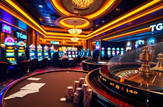 A poker game in progress at https://tg88pro.com/ showcasing excitement and luxury in a casino environment.