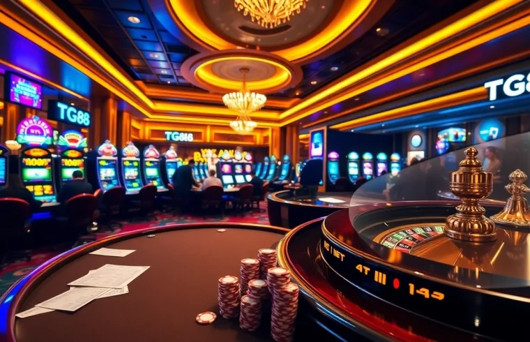 A poker game in progress at https://tg88pro.com/ showcasing excitement and luxury in a casino environment.