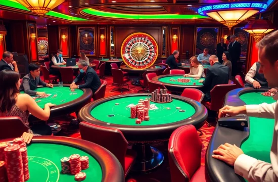 Players enjoying thrilling games at lc88 casino tables with vibrant poker and blackjack action.