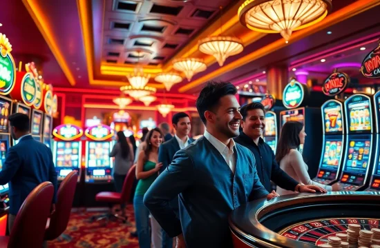 Players enjoying engaging slot88 gaming experiences in a luxurious casino environment.