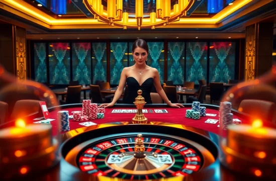 Experience luxury gambling at http://88xx.art/ with a live dealer at a vibrant casino table.