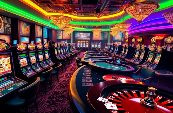 Exciting gambling action at 78wintl.org casino with slot machines and poker tables.