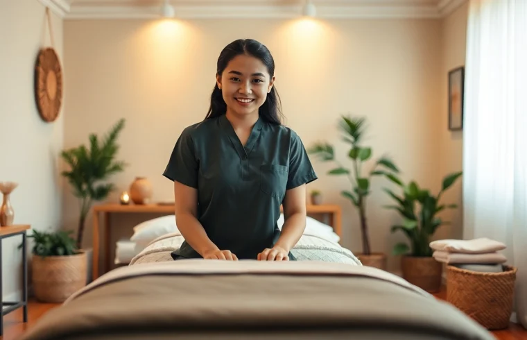 Professional therapist ready to provide 수원출장마사지 in a calming home setting